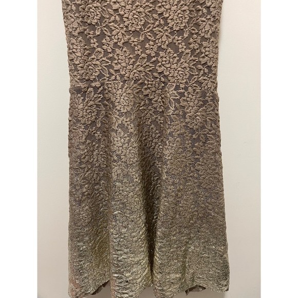 Free People Floral Brown & Gold Metallic Foil Mini‎ Dress Sz Sm - Picture 3 of 8